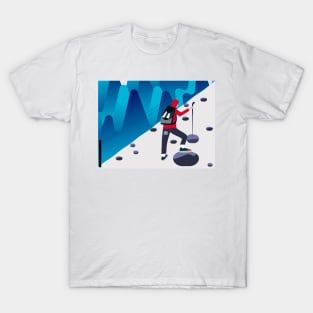 Man hiking in winter season - hiking T-Shirt